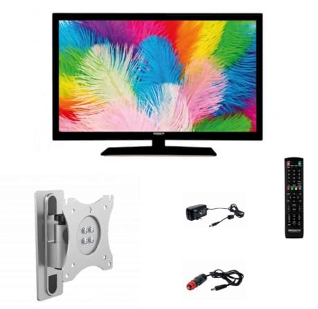 Antarion Pack TV LED 22 55cm Full HD 12V + Soporte TV 180° Camping-Car