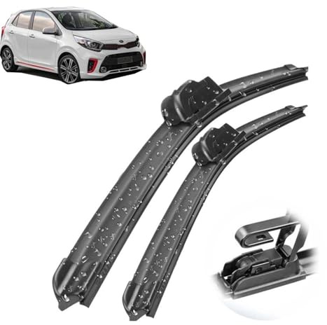 Balais d'essuie-glace avant de voiture compatible avec KIA Picanto MK3 2018-2023, pare-brise, vitres propres, brosses de pluie de voiture 24+14