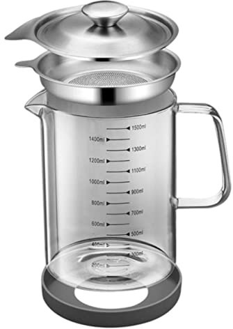 Milisten 1Stk Öler aus Glas goldener tortenständer Küche fett Hausöl kann Ölausgießer Filter Sieb Ölbehälter Halter für die Ölaufbewahrung Haushalt Ölkanne Vorratsflasche Öltank Bratensoße