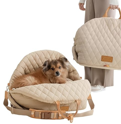 Hundeautositz für kleine Hunde - 3-in-1 Reisetasche, Booster & Hundebett fürs Auto - Waschbare, rutschfeste Sicherheitsgurte - Passt auf Vorder- und Rücksitze - Gemütlicher Haustierautositz bis zu