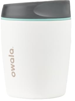 Owala SmoothSip Insulated Stainless Steel Coffee Tumbler, Reusable Iced Coffee Cup, Hot Coffee Travel Mug, Perfect for Cappuccino, BPA Free, 10 oz, Gray (Cloudscape)