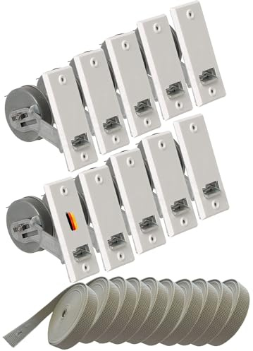Rollwin 10x Gurtwickler Unterputz 105mm inkl. 10x 7m Gurt – Rolladen Gurtwickler Unterputz Weiß für 23mm Rolladengurt – Einlasswickler aus Deutschland – Rolladenwickler Rollo Aufwickler Gurtaufroller