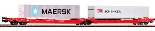 Piko 24619 H0-Taschenwagen T3000e mit Zwei Containern, DBAG, Ep.VI