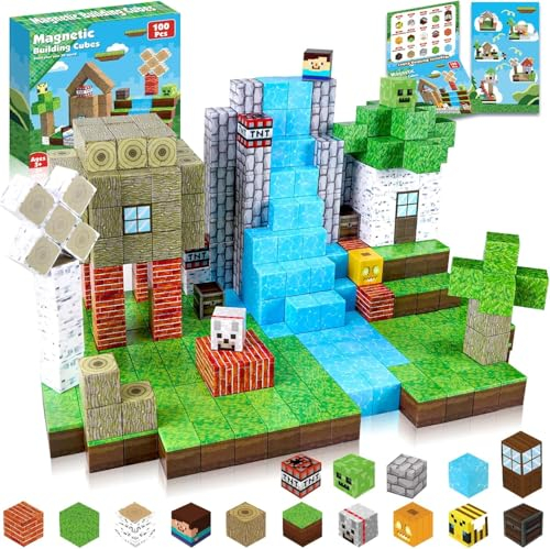 ToyUnited Juguete de 100 bloques de construcción magnéticos, para niños a partir de 4 años, para 5, 6, 7, 8, 9 años, regalos para niños
