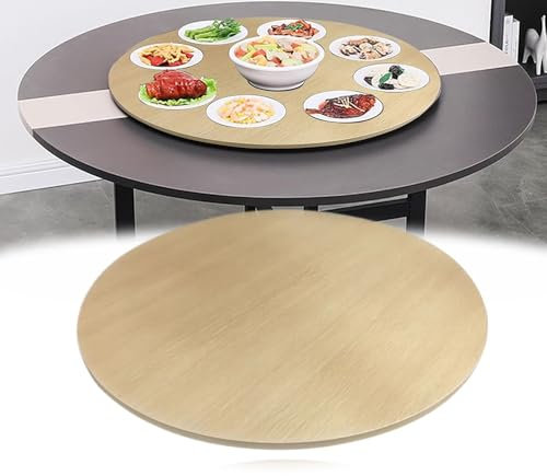 YOHIEE Table À Manger Plateau de Service Rotative, 60 70 80cm Plateau Rotatif En Bois Rond, Grand Lazy Susan Plateau Tournante 360° Rotation, Silencieux(Wood,80CM(32INCH))