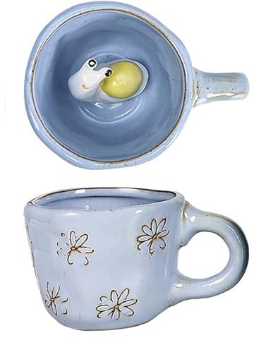 Jarsense Jolie tasse en céramique 3D avec poignée, 360 ml, faite à la main, tasse à café, thé, lait (escargot)