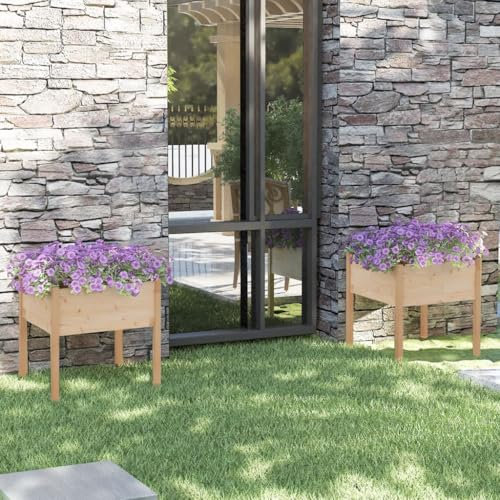 puraday Hochbeete Für Garten 70x70x70 cm 2 StkBlumenbeet Pflanzkübel Gemüsebeet KräUterspirale XXL Hochbeet Massivholz Kiefer Hochbeet Groß Pflanzbeet Blumenkasten Braun