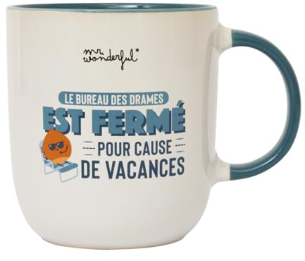 Sr. Wonderful – Taza – El escritorio del drama está cerrado por vacaciones – Taza de cerámica con mensaje divertido