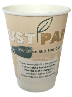 Pro DP 500 Premium Coffee to go Kaffeebecher doppelwandig Papier ohne PE/PLA Plastikbeschichtung Flustix less plastic versch. Größen (8oz/200ml Ø80mm 500St)