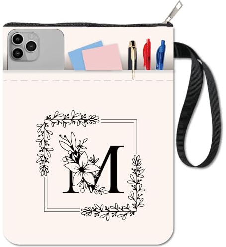 CRASPIRE Funda para Libro con Letra M Color Blanco Flores Libros de Bolsillo Tela Lavable Cremallera Y Adicional Amantes los Regalos