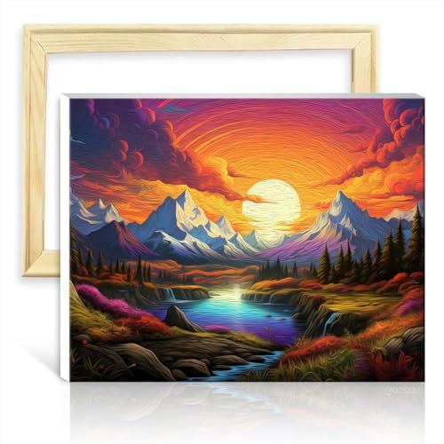TANGFEIY Digitale Malsets, schöne, wundervolle Landschaft, Ölgemälde zum Selbermachen, Acrylbilder mit Pinseln, Graffiti-Liebhaber-Bild, DIY-Rahmen (40 x 50 cm)