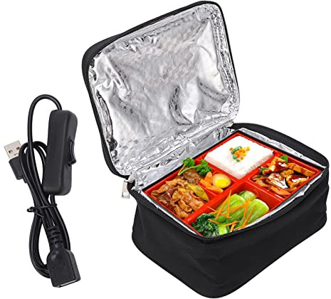 Micro-ondes Portable, Chauffe-plats avec Tissu Oxford Imperméable, Chauffe-plats USB, Boîte à Déjeuner Chauffante, Micro-ondes de Voiture pour Voyage en Voiture, Camping,