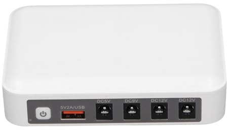 Xiuganpo Mini SAI de Alimentación Ininterrumpida, 6000mAh Batería de Respaldo de Escritorio con Salida de 5V 9V 12V, Indicador de Batería, para router, módem, luz LED (Enchufe de la UE)