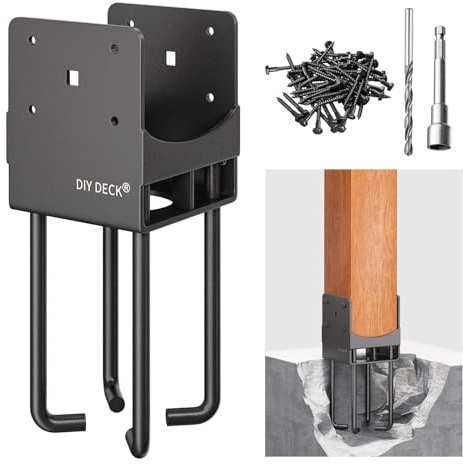 DIY DECK Heavy Duty Stainless Steels U-Shape Wet Concrete Fence Post Holder 4x4 (Actual 3.5 x3.5) Base Anchor Bracket with Air Flow Channel for Terrace Post Base, Fences, Wood Pergola, 1Pack
