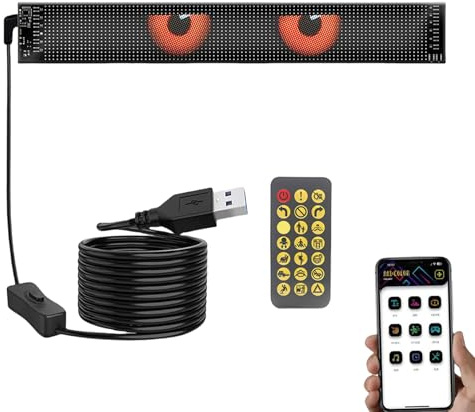 LED-Augen für LKW-Windschutzscheibe, programmierbar, flexibel, externe Dekoration für Autos, Wohnmobile, SUVs, Frontfenster, Geschäft, Haus, Party, Geburtstag, Bar