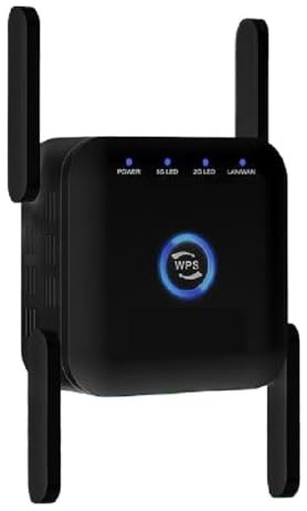 Wireless 5G 2.4Ghz WiFi Repeater Extender 1200Mbps Wi-Fi Amplifier 802.11N Long Range AP Signal Booster Extensive Coverage(5G Black)