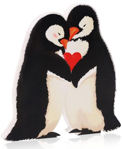 HOWAF Regali San Valentino Pinguino, Decorazioni Ornamento Pinguino in Legno, Regalo di San Valentino per Lei Lui, Regalo Anniversario, Regali Fidanzata, Fidanzato, Moglie, Marito