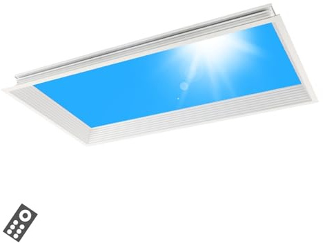 WUCIOA Lumière du jour naturelle, plafonnier artificiel effet ciel bleu avec télécommande, température de couleur réglable, simulation des rythmes de la lumière du jour, pour pièces(300x600mm)