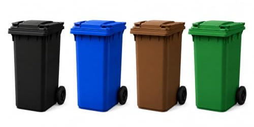 SuperGift.com Black - 240L Wheelie Bin for Household, Commercial & Industrial, Large Outdoor Waste Container, Outdoor Rubbish Bin, Large Mobile Waste Bin, Easy-Roll, Durable Plastic