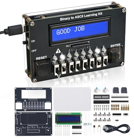 PEMENOL DIY Binary ASCII Code Transmitter Soldering Practice Kit | STEM Electronics Project Kit with LED Display, Learn Computer Basics & Soldering Skills for School Classroom Project