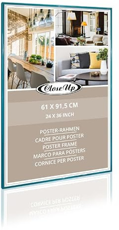Close Up Posterrahmen 61 x 91,5 cm | großer Bilderrahmen in Petrol | moderner Kunststoffrahmen für Poster, Kunstdrucke & Wanddeko | auffälliger Rahmen für stilvolle Wandgestaltung | Dopamin Decor