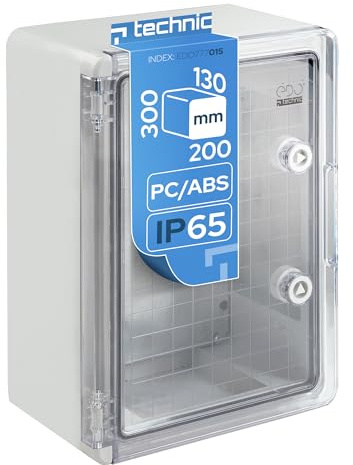 EDO Cuadro Eléctrico de Superficie IP65 200x300x130 mm - Gris | Armario de Distribución en ABS/PC con Puerta Transparente y Placa de Montaje Galvanizada - Caja Estanca Interior y Exterior