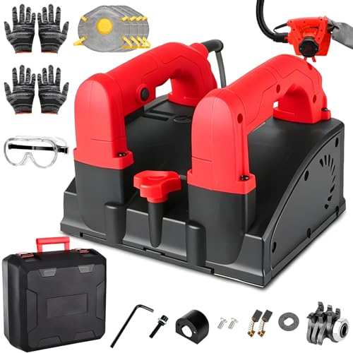 Automatisk Hyvelmaskin, 1200W Elektrisk Väggskrapa och Hyvel med Justerbart Djup 1-4 mm och Dammsugare, Hastighet 1000-4000 varv/min, Väggspårfräs för Hemrenovering Regular Knife + Vacuum Cleaner