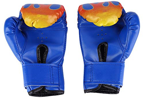 Sorandy Barnboxningshandskar Slitstarkt PU-material för Muay Thai Kickboxning Sparring Röd Svart Blå 1 Par 3-12 år Gammal (blå handskar palmer)