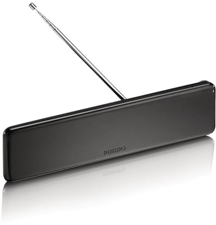 Philips SDV5225 Antenne TV numérique d'intérieur amplificateur 38dB (HDTV/UHF/VHF), avec Filtre Anti-interférence 4G/GSM, Noir