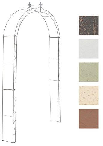 CLP Rosenbogen aus Metall stabil Anna, stabile Rankhilfe für Kletterpflanzen, wetterfester Gartenbogen in Landhausstil, Farbe:antik weiß