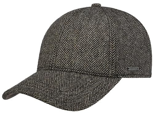 Stetson Plano Wool cap Uomo - Cappellino da Baseball sottovisiera in Pelle - Cappellino Maschile Spina di Pesce - con Fodera in Cotone - Autunno/Inverno Marrone Scuro L (58-59 cm)