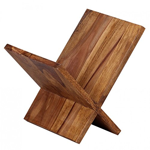 WOHNLING revistero de Madera Maciza Sheesham X-Form 31 cm revistas del Estilo del Soporte país Holder Diseño de Folletos