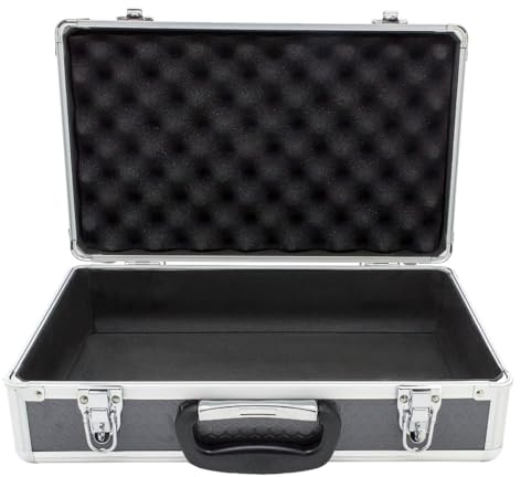 ROC Cases C203 Aluminium Flight Case 400x240x125mm, Cubed Foam, Lockable | 15mm perforated cubed foam insert, Egg foam in lid for extra cushioning, Padlock loop catches, corner guards, Tailored fit
