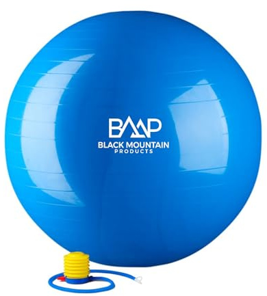 Black Mountain 2000 lbs Static Strength Exercise Stability Ball with Pump, Blue, 85 cm