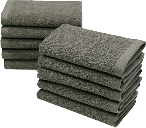 ZOLLNER 10er Set Seiftücher - weiche und saugstarke Waschlappen - waschbar bis 95°C - Baumwolle - 30x30 cm in Taupe