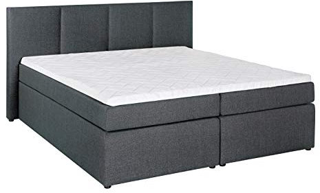 Furniture for Friends Möbelfreude Doluna Boxspringbett Kaz Anthrazit 180x220 cm H2/H3 inkl. Visco-Topper, Taschenfederkern-Matratze