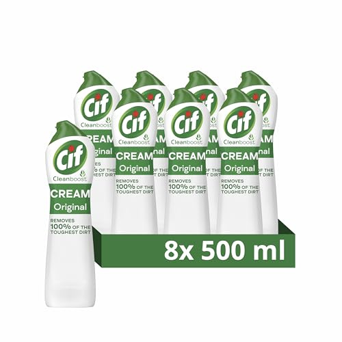 Cif Original Cream Cleaner multipurpose surface cleaner removes 100% of the toughest dirt 8x 500 ml