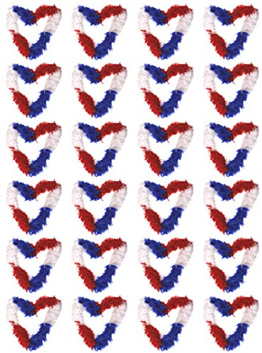 ILOVEFANCYDRESS RED, WHITE AND BLUE FEATHER BOA - UNITED KINGDOM FLAG COLOURS FEATHER BOA SPORTS UNION JACK BOA (PACK OF 24)