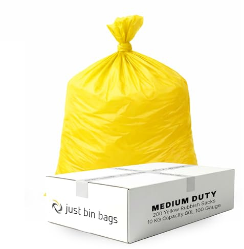 Just Bin Bags 200 x 80L Yellow Refuse Sacks - 25 Micron - Medium-Duty | Durable, reliable refuse sacks for everyday waste handling.