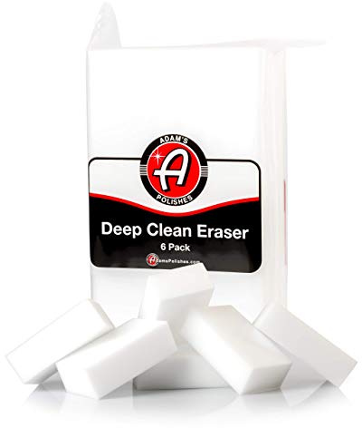 Adam's Polishes Deep Clean Eraser (6 Pack) Soft Abrasive Magic Car Interior Cleaner Foam Sponge for Leather, Vinyl & Plastic | Powerful Car Seat Cleaner Against Heavy Dirt | Motorcycle Boat RV Car
