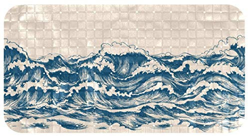 Bennigiry 67 x 37 cm Badematte, oval, für Zuhause, Fitnessstudio, Spa, ungiftig, Ocean Surf