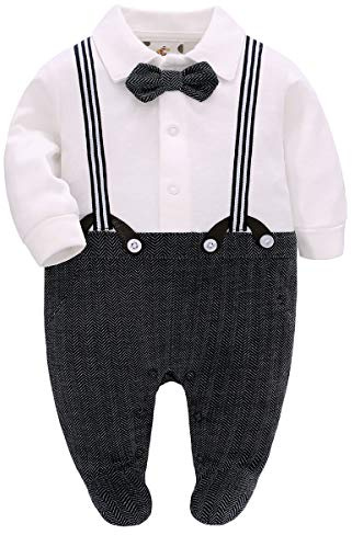 Famuka Baby Junge Anzug Taufe Hochzeit Partei Babykleidung (Weiß, 3-6 Monate)