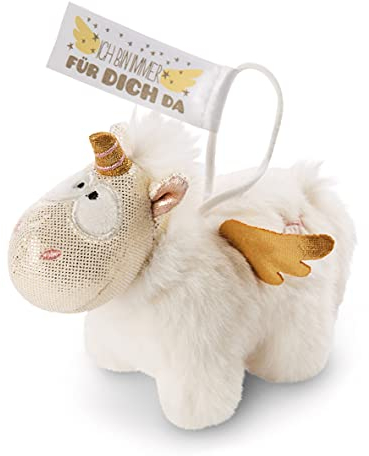 NICI 46367 Anhänger Einhorn-Engel Angelia 11cm mit Loop Ich Bin Immer für Dich da, weiß/Gold