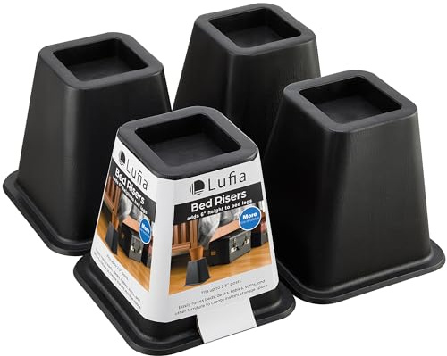 Lufia Betterhöher Möbelerhöher, Hochleistungs-Möbel-Riser Betterhöhung für Sofa Tisch Couch Hubhöhe von 6 Zoll (15 cm), 4er-Set Möbelerhöhung (Schwarz)