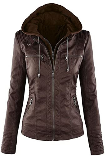 Manches Longues Dames Veste en Cuir PU Veste en Cuir Veste Courte pour Femmes Veste Femme Combinaison Moto