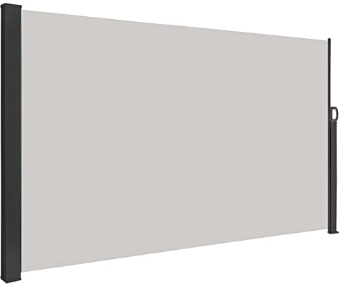 YRHome Toldo lateral extensible de 180 x 300 cm, protección visual, protección contra el viento, para balcón, jardín, terraza, estor lateral con soporte de pared, color gris