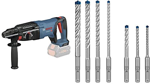 Bosch Professional 18V System Bohrhammer GBH 18V-26 D (ohne Akku, Wechselfutter SDS Plus, im Karton) + 7x Expert SDS plus-7X Hammerbohrer Set (für Stahlbeton, Ø 5-12 mm, Zubehör)