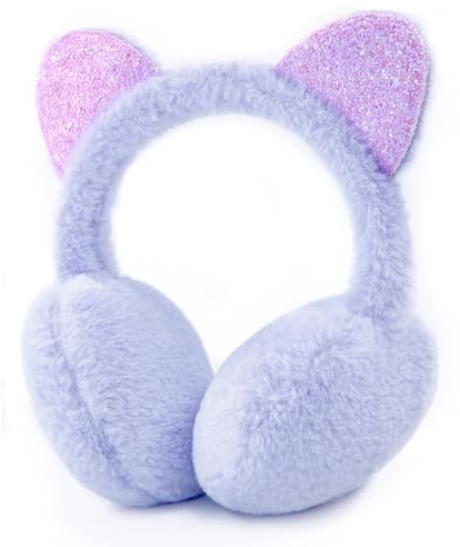 SEYUFN Cache-oreilles Filles Chauffe Oreilles en Peluche Douce pour Enfants Couvre-oreilles Réglables Jolis Cache-oreilles d'Extérieur Cache-Oreilles Chaud Hiver (1a-violet)