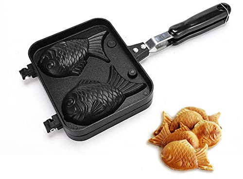 Natudeco Taiyaki Poêle à Gaufres Moule Taiyaki Double Face Antiadhésive Moule à Dessert en Aluminium pour Gâteaux Poisson Gaufres et Pancakes Camping Restaurant