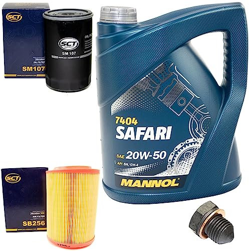 Motoröl Set 20W50 5 Liter + Ölfilter SM107 + Ölablassschraube 12281 + Luftfilter SB256